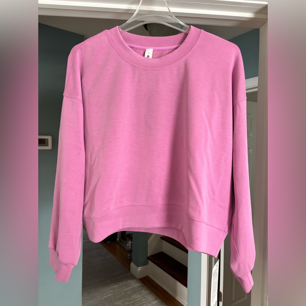 Lululemon Perfectly Oversized Cropped Crew Dahlia Mauve Pink Sweatshirt Size 12